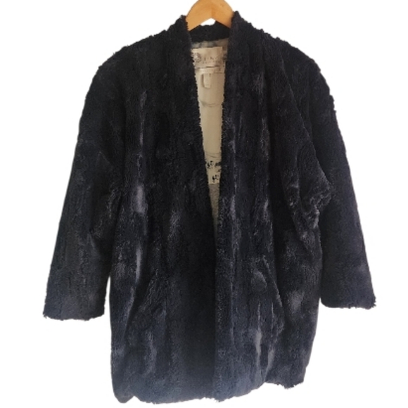 Anthropologie Jackets & Blazers - Anthropologie Tiny Editions Midnight Blue Faux‎ Fur Coat Sz S